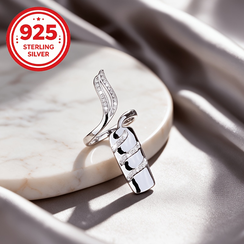 925 Silver Open Toe Cap Adjustable Ring, Creative Design